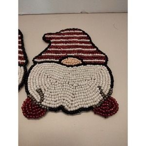 Gnome Beaded Christmas Coasters set 4